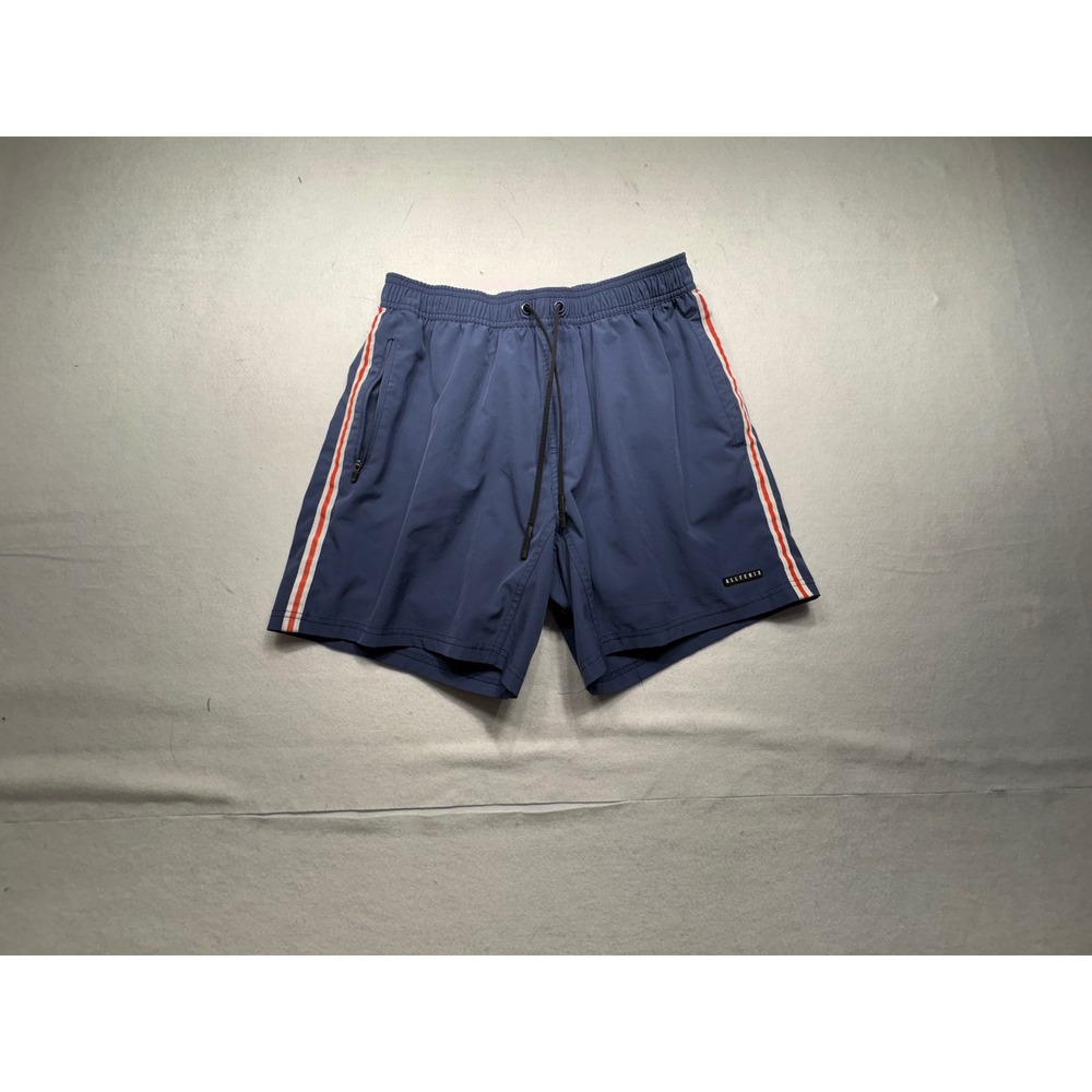 ALLFENIX Mens Navy Blue Athletic Swim Shorts with Red White Stripe Size XL